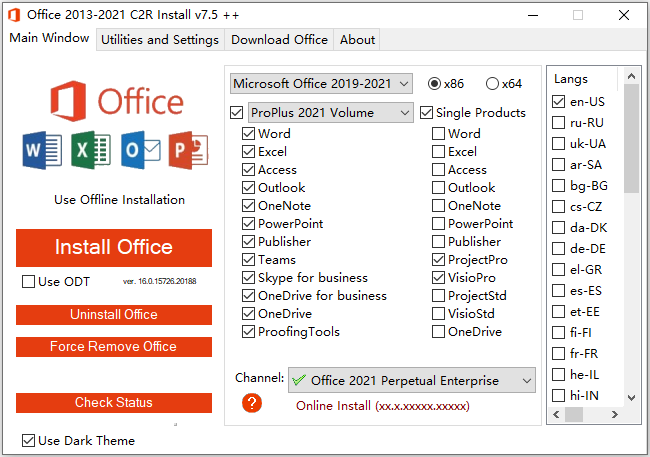 Office 2013-2021 C2R Install + Lite v7.6.0
